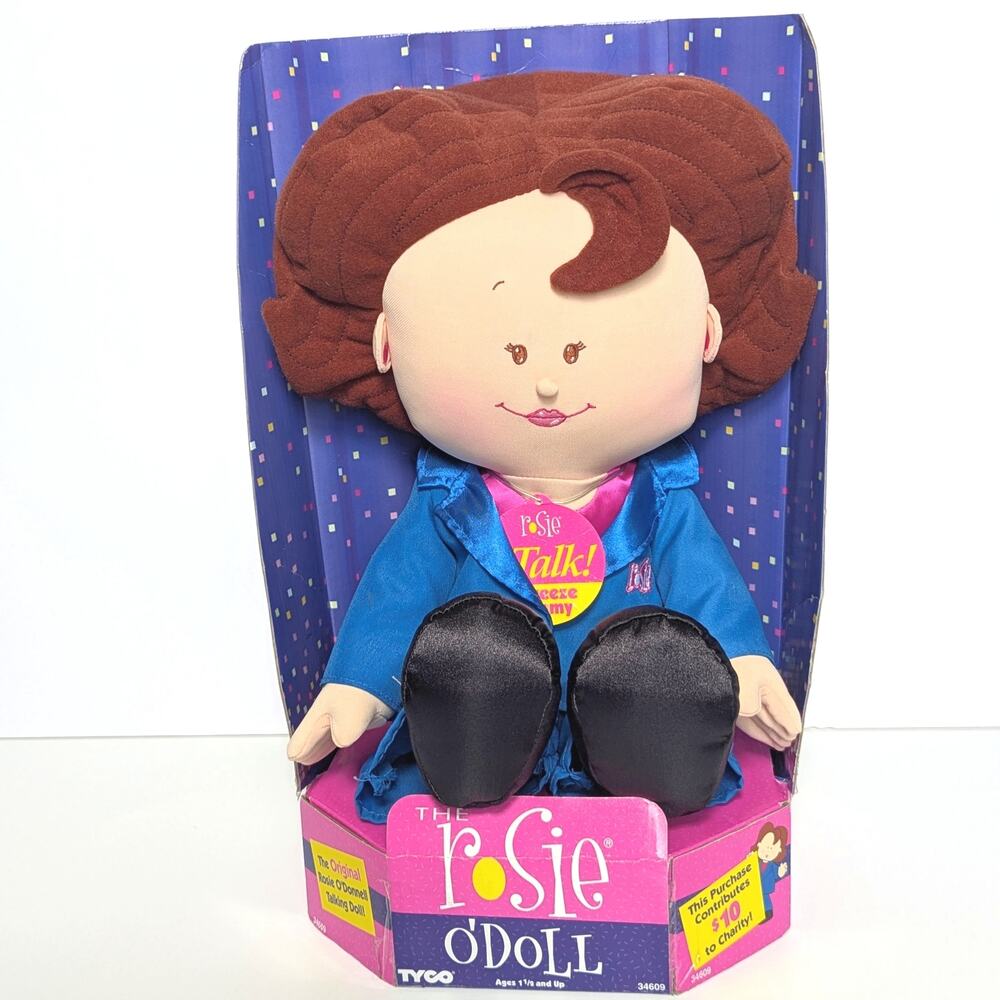 Vintage Rosie O’Donnell Talking Doll – 1990s Tyco Plush – Works! NIB Toys R Us